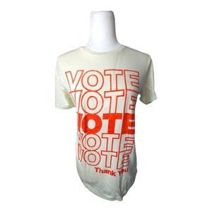 Well Worn Los Angeles Vote Graphic T-shirt Cream Orange Unisex Small Cotton NWOT